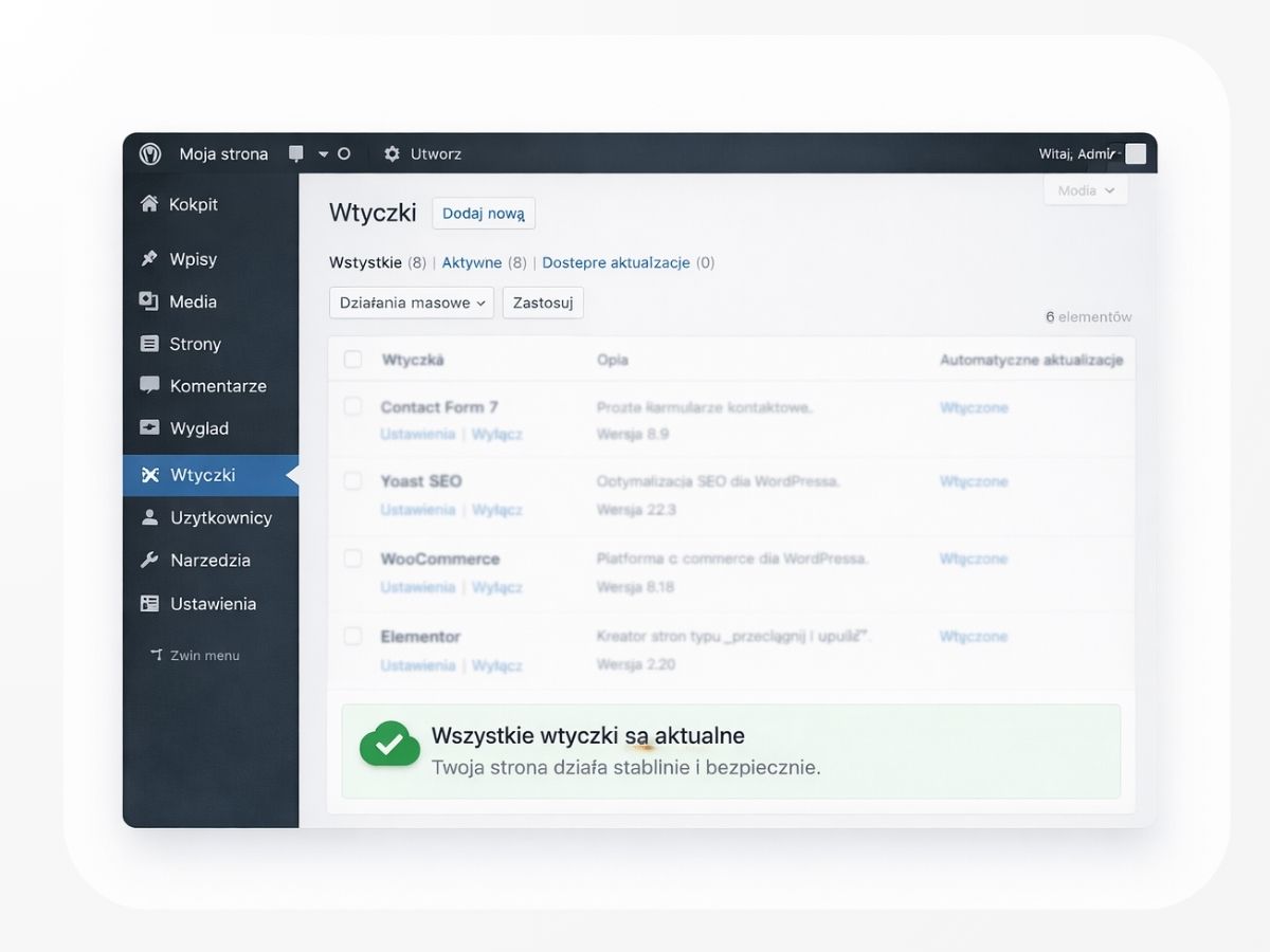 Bezpieczna aktualizacja WordPressa i wtyczek – z backupem i weryfikacją